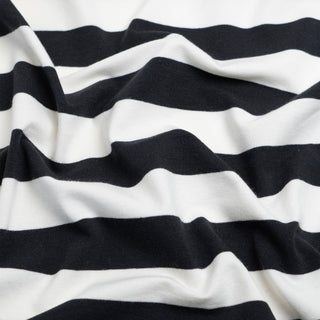 Black & Ivory Stripe Cotton Jersey Fabric