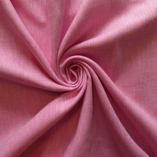 Candy Pink Herringbone Chambray Cotton/Linen Blend Fabric