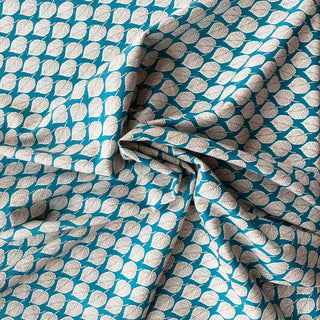 Teal Leaves Cotton Lawn Fabric