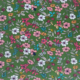 Spring Meadow Bronze Green Viscose Fabric