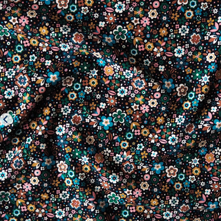 Midnight Small Florali Cotton Needlecord Fabric