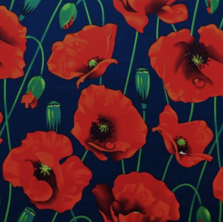 Flanders Fields Navy Cotton Poplin Fabric