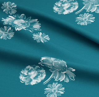 Floral Block Eco-Friendly Organic Cotton Poplin Fabric