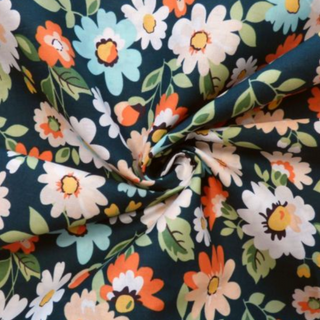 Midnight Teal Lady McElroy Cotton Poplin Fabric
