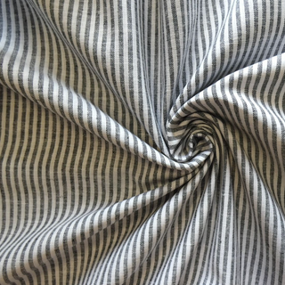 Hollywood - Lady McElroy Oeko-Tex Linen-Mix Chambray Stripe - Black Fabric