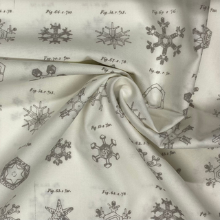 Snow Crystals Ash Cotton Fabric