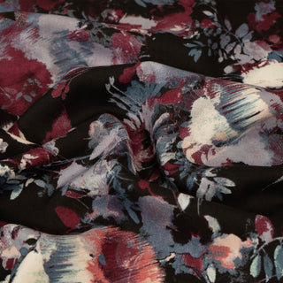 Floral Noir Print 100% Viscose Fabric