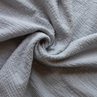 Light Grey Embroidered Double Gauze Fabric